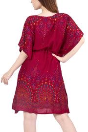 Rayon Boho Tops for Women One Size - Kimono - Burgundy