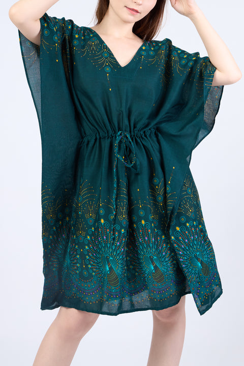 Rayon Boho Tops Dress Kimono - Green Firework