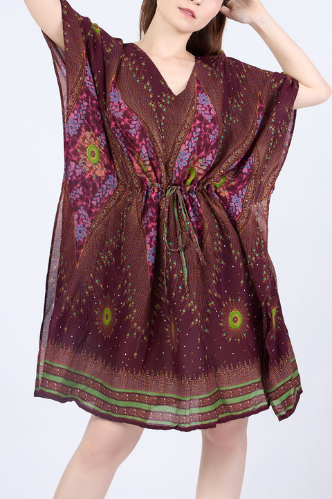 Rayon Boho Tops for Women One Size - Kimono - Burgundy