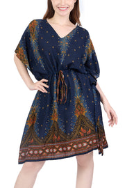 Rayon Boho Tops Dress Kimono - Dark Blue Peacock