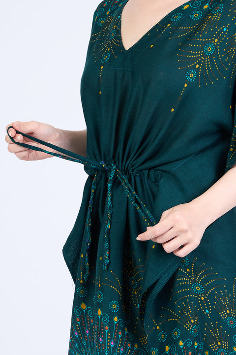 Rayon Boho Tops Dress Kimono - Green Firework