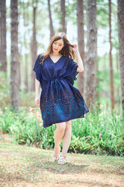 Rayon Boho Tops Dress Kimono - Dark Blue Firework