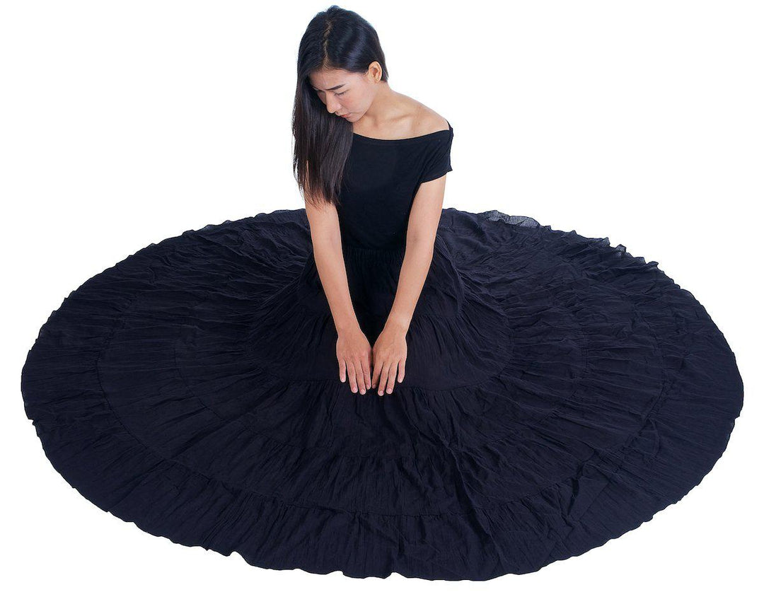 Black cotton ruffle skirt best sale