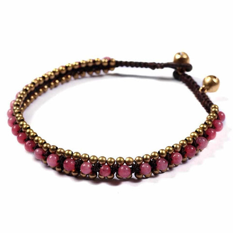 Pink Boho Anklet-Anklet-Lannaclothesdesign Shop-Lannaclothesdesign Shop